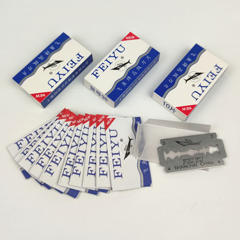 Hộp 10 Dao lưỡi lam hai mặt cạo thủ công cổ điển Lưỡi dao cạo tỉa lông mày dao cạo râu sắc bén A1123