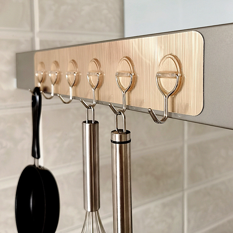 Thanh 6 Móc Kim Loại Dán Tường Siêu DínhTreo Đồ Quần Áo Đa Năng Bản Lề Tròn A4921