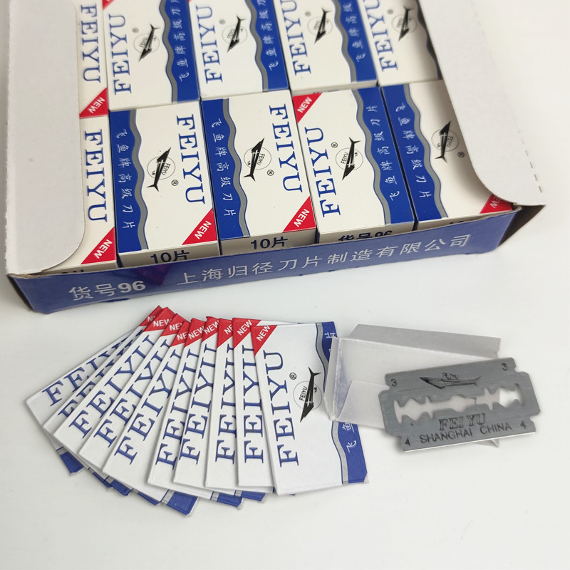 Hộp 10 Dao lưỡi lam hai mặt cạo thủ công cổ điển Lưỡi dao cạo tỉa lông mày dao cạo râu sắc bén A1123