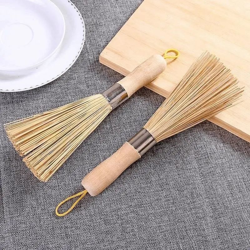 Bàn chải cọ xoong nồi sợi tre tự nhiên chổi cọ vệ sinh nồi chén bát nhà bếp cọ rửa sợi tre đa năng L1014
