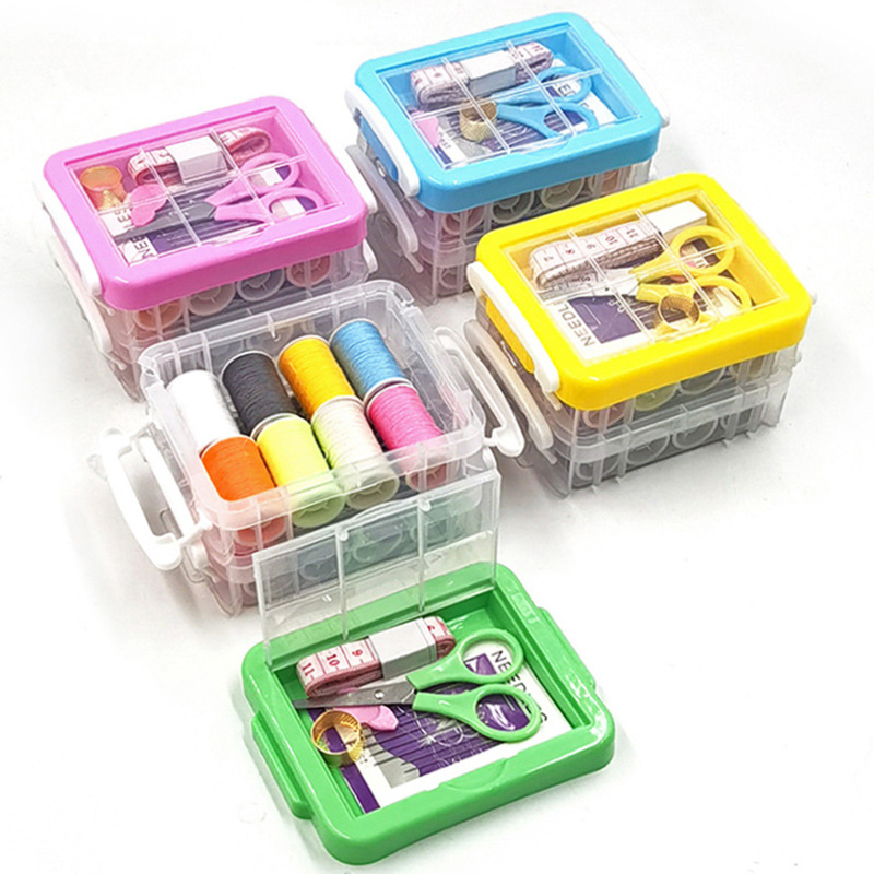 Bộ hộp Kim Chỉ may vá 30 món hai tầng , dụng cụ may vá đầy đủ cho học sinh gia đình đồ dùng cá nhân L1334