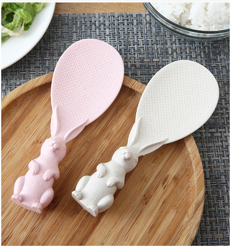 Muỗng nhựa xới cơm hình con thỏ đứng chống dính, vá xúc cơm gia đình hoạt hình L0824