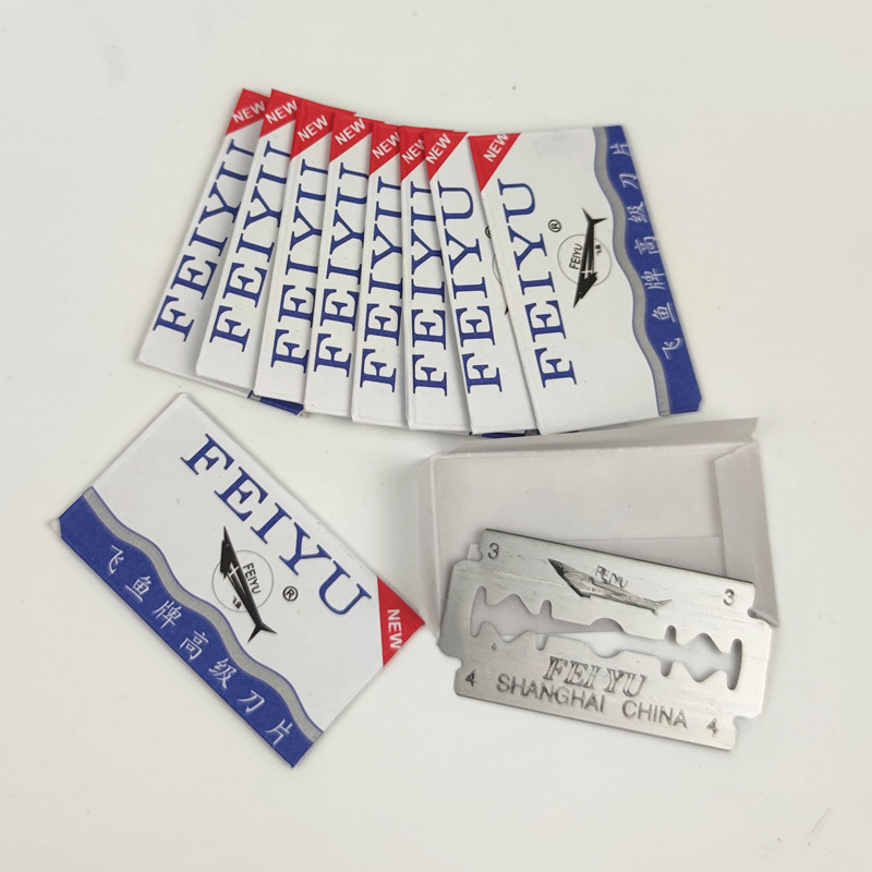 Hộp 10 Dao lưỡi lam hai mặt cạo thủ công cổ điển Lưỡi dao cạo tỉa lông mày dao cạo râu sắc bén A1123