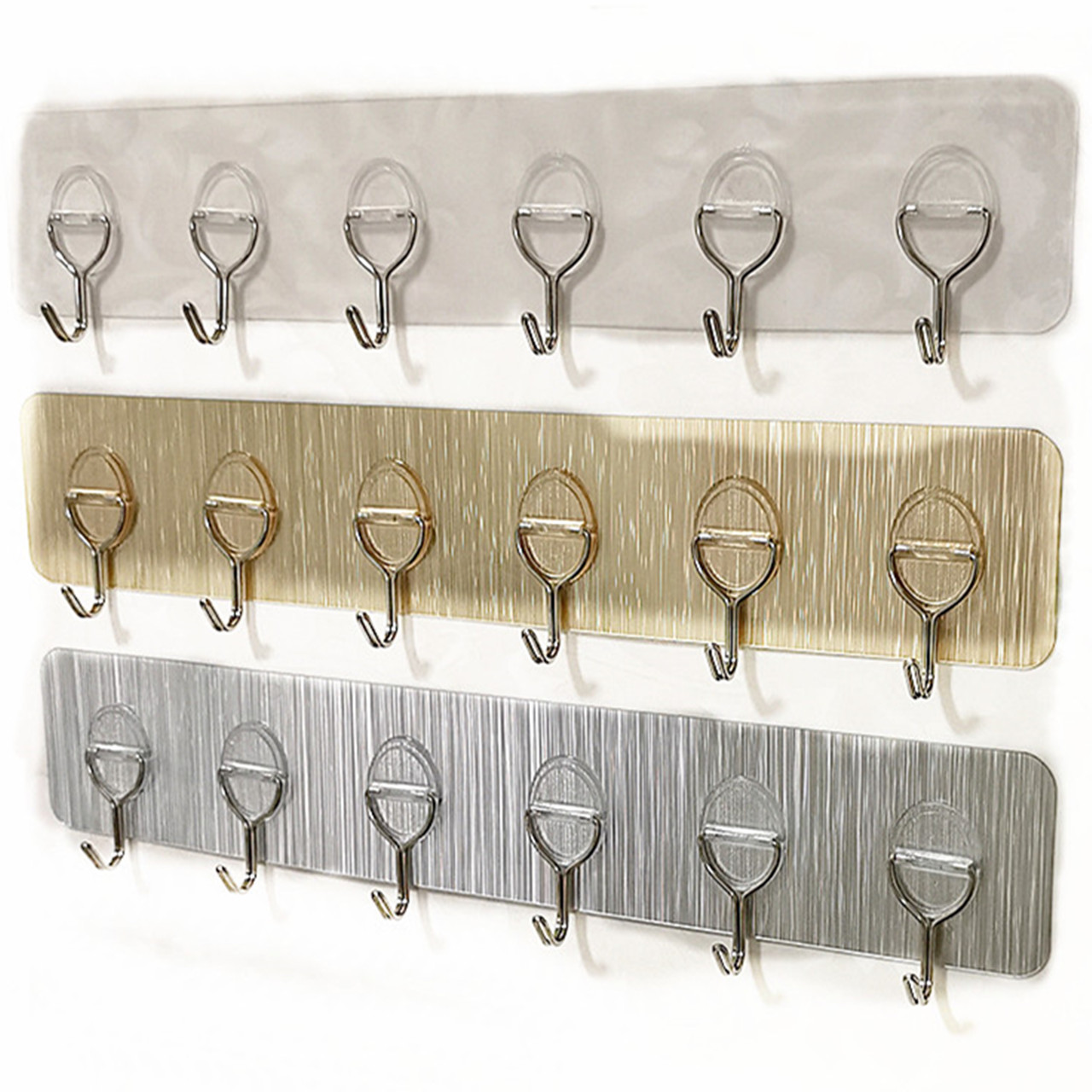 Thanh 6 Móc Kim Loại Dán Tường Siêu DínhTreo Đồ Quần Áo Đa Năng Bản Lề Tròn A4921