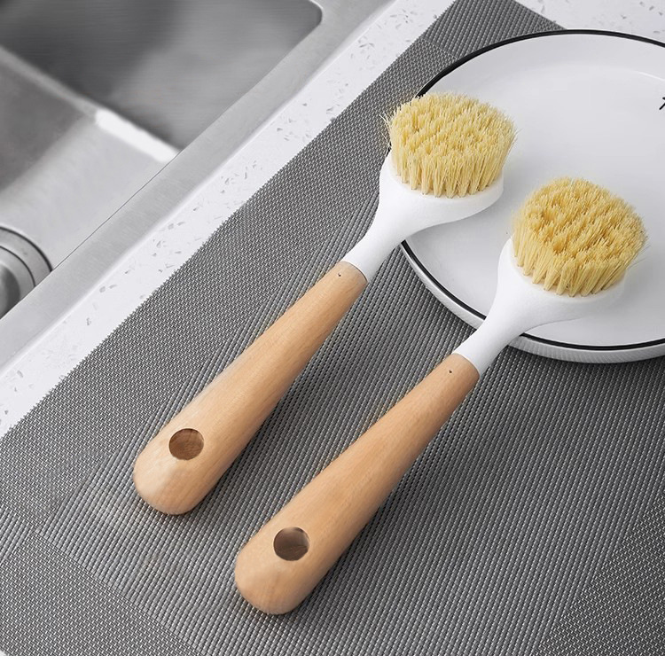 Bàn chải cọ rửa xoong nồi cán gỗ đa năng vệ sinh nhà bếp, cọ rửa nồi rửa bát đĩa L0611