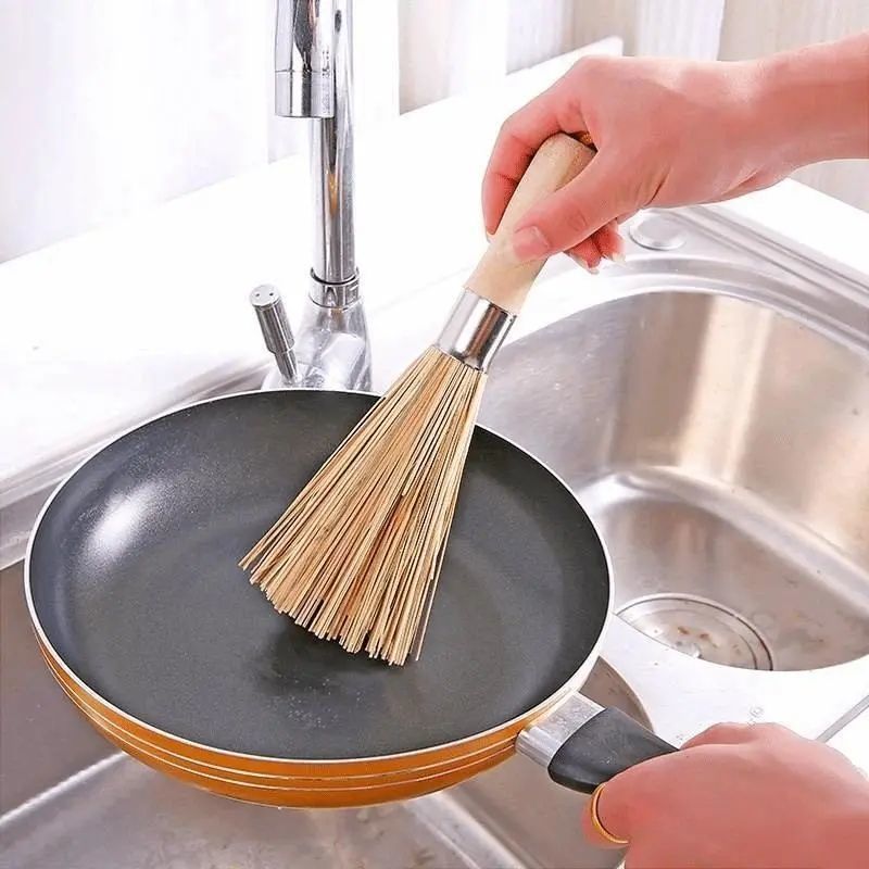 Bàn chải cọ xoong nồi sợi tre tự nhiên chổi cọ vệ sinh nồi chén bát nhà bếp cọ rửa sợi tre đa năng L1014
