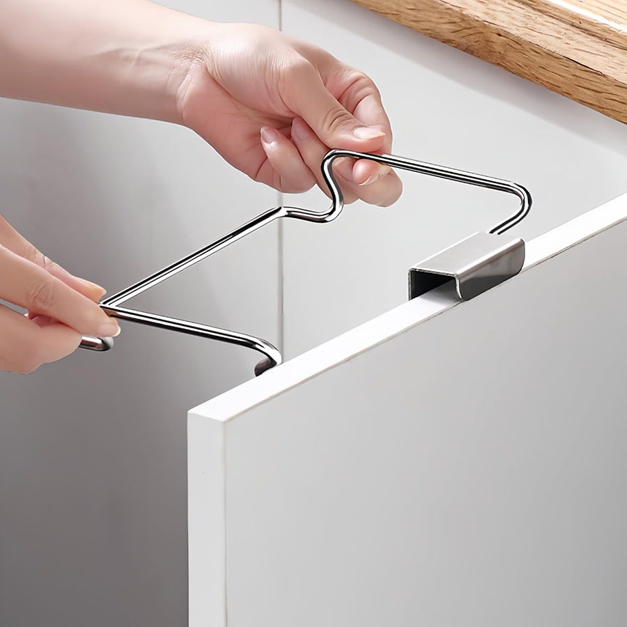 Giá treo túi đựng rác bằng thép không gỉ sáng tạo móc treo đồ phía sau cửa tủ bếp đa năng L0753