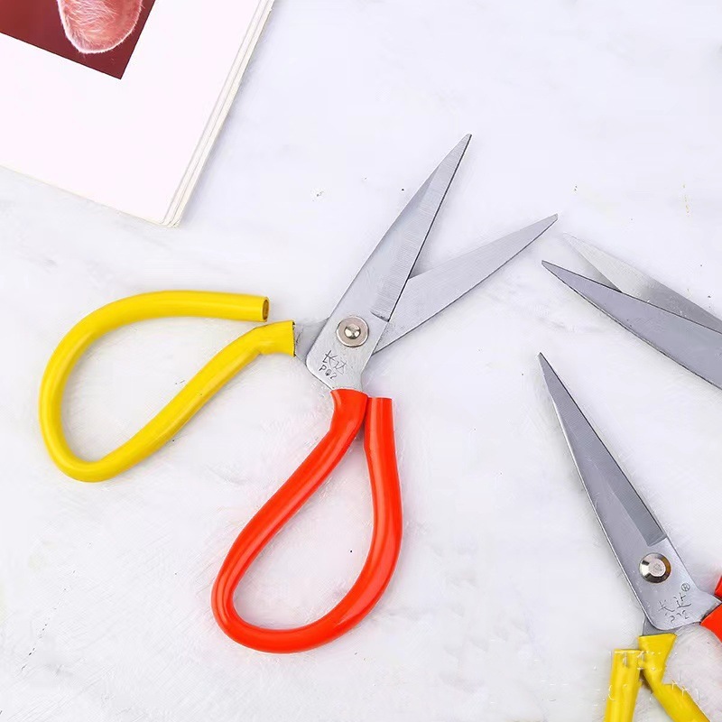 Kéo thép không gỉ hai màu Vàng đỏ cho nhà bếp gia đình kéo cắt vải cắt giấy đóng gói cắt băng keo A2412