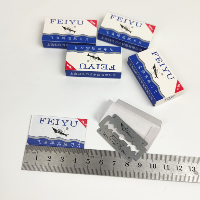 Hộp 10 Dao lưỡi lam hai mặt cạo thủ công cổ điển Lưỡi dao cạo tỉa lông mày dao cạo râu sắc bén A1123