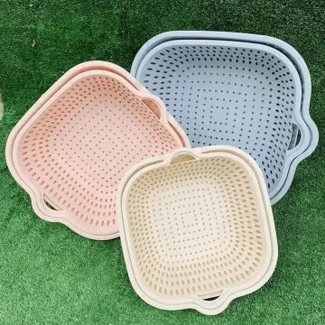 Bộ Rổ Kèm Chậu 2 Lớp Nhựa Vuông Việt Nhật Rửa Rau Củ Trái Cây (3288-3289-3290) A2711