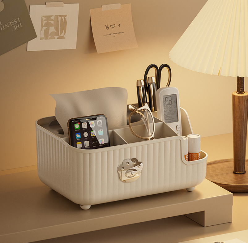 Hộp Đựng Khăn Giấy 6 Ngăn Đa Năng, Kệ Đựng Mỹ Phẩm Vật Dụng Trang Điểm Chị Em A2061