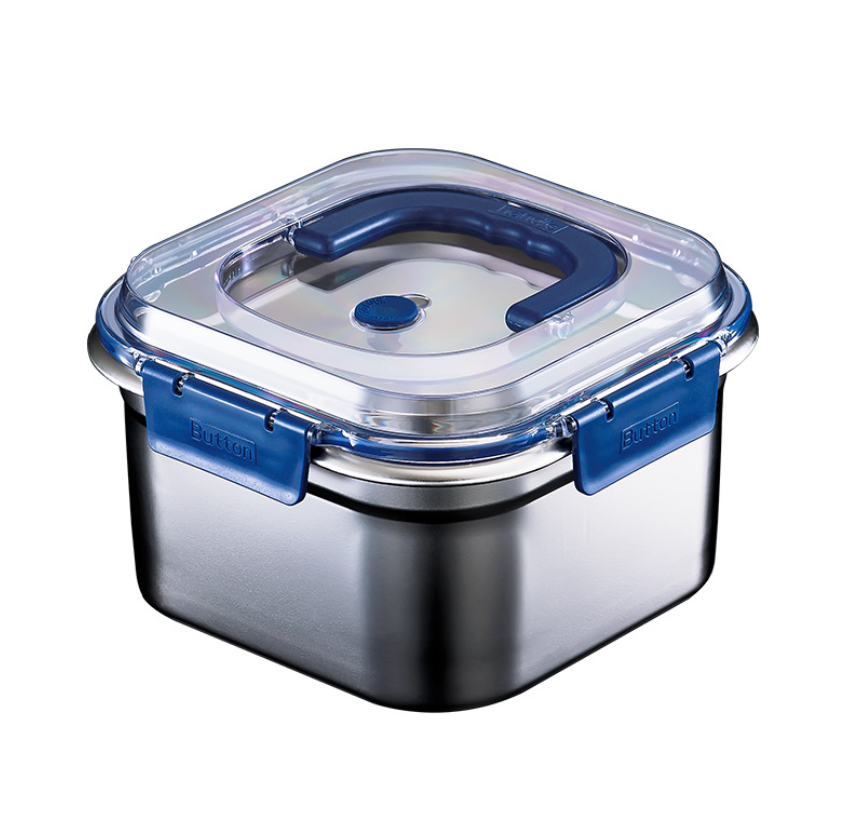 Hộp Đựng Thực Phẩm inox Vuông 2500ml Có Quai Xách, Khay inox Bảo Quản Thực Phẩm Tủ Lạnh A2753