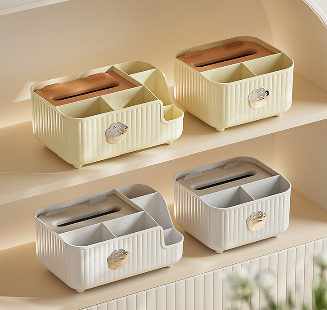 Hộp Đựng Khăn Giấy 6 Ngăn Đa Năng, Kệ Đựng Mỹ Phẩm Vật Dụng Trang Điểm Chị Em A2061