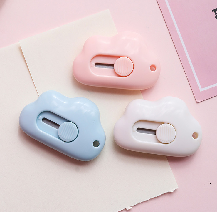 Dao cắt dọc giấy hình đám mây bỏ túi đa năng có lỗ gắn móc khóa A1337