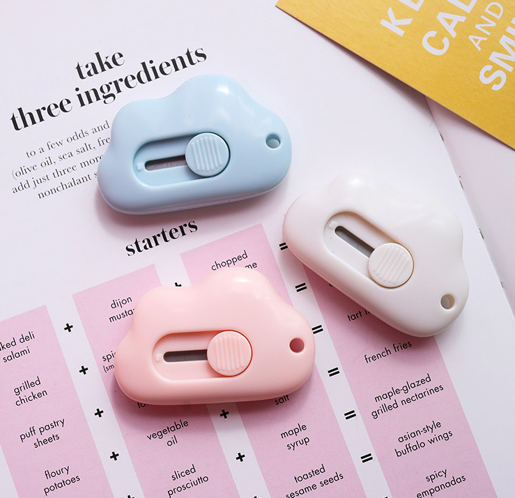 Dao cắt dọc giấy hình đám mây bỏ túi đa năng có lỗ gắn móc khóa A1337