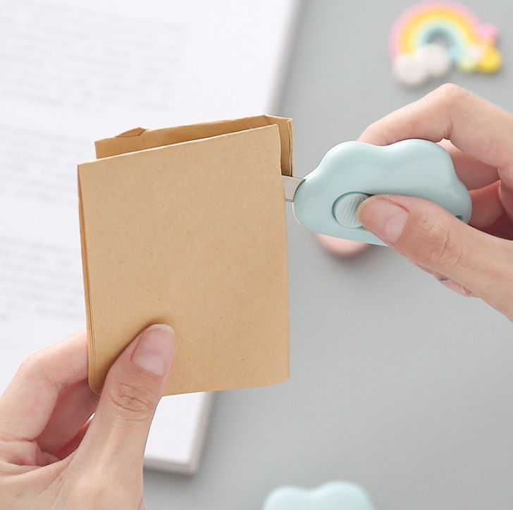 Dao cắt dọc giấy hình đám mây bỏ túi đa năng có lỗ gắn móc khóa A1337