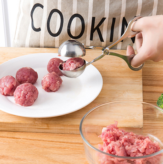 Kẹp Thịt Viên Khuôn Làm Thịt Viên Thép Không Gỉ Dụng cụ Làm Cơm Viên Tròn Đa Năng L0144