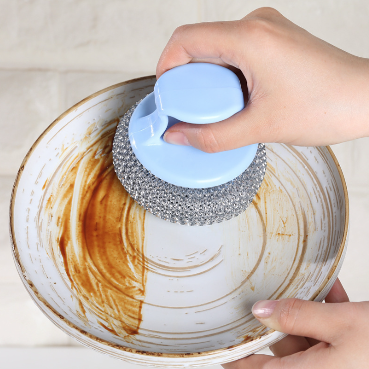 Bàn Chải bóng thép chà xoong nồi có tay cầm bàn chải vệ sinh chén bát vệ sinh nhà bếp L0221