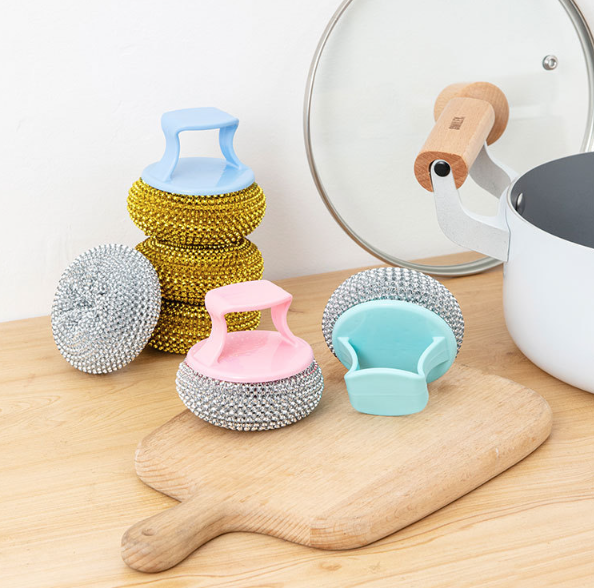 Bàn Chải bóng thép chà xoong nồi có tay cầm bàn chải vệ sinh chén bát vệ sinh nhà bếp L0221