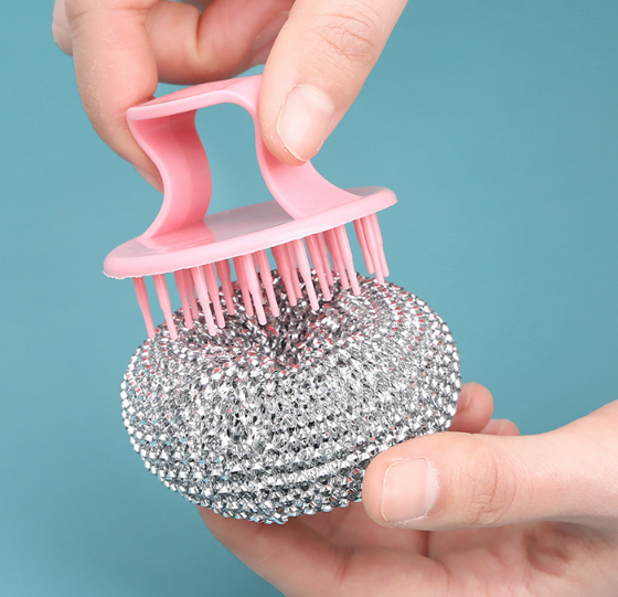 Bàn Chải bóng thép chà xoong nồi có tay cầm bàn chải vệ sinh chén bát vệ sinh nhà bếp L0221