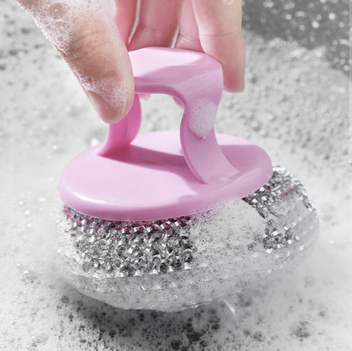 Bàn Chải bóng thép chà xoong nồi có tay cầm bàn chải vệ sinh chén bát vệ sinh nhà bếp L0221