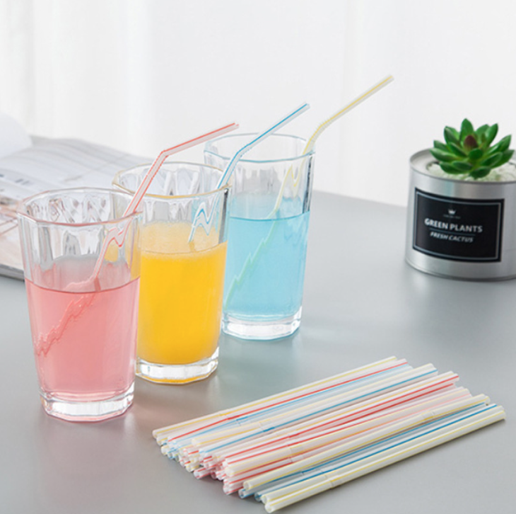 Ống hút nhựa dùng một lần nhiều màu có đầu cong dùng cho nước trái cây, sữa đậu nành L0254