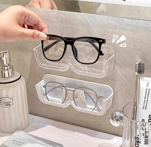 Giá để kính dán tường hộp đựng kính không đục lỗ gắn tường kệ đựng kính ngăn nắp đầu giường L0421