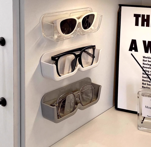 Giá để kính dán tường hộp đựng kính không đục lỗ gắn tường kệ đựng kính ngăn nắp đầu giường L0421