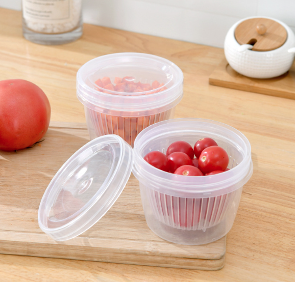 Hộp đựng hành lá nhà bếp hộp đựng thực phẩm hành tây, gừng, tỏi, thoát nước bằng nhựa để tủ lạnh L0441