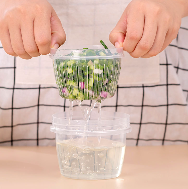 Hộp đựng hành lá nhà bếp hộp đựng thực phẩm hành tây, gừng, tỏi, thoát nước bằng nhựa để tủ lạnh L0441