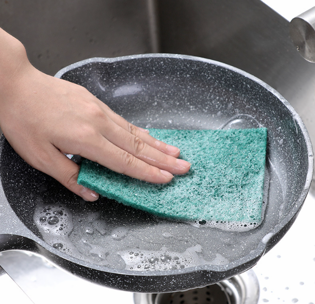 Sét 5 Miếng bọt biển nhám Xanh cọ rửa chén bát xoong nồi lau dầu chống dính vệ sinh cọ rửa đa năng L0453