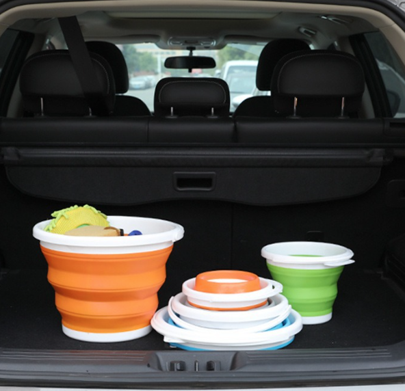 Xô nhựa silicon 10L gấp gọn di động rửa xe hơi câu cá ngoài trời du lịch dã ngoại xô đa năng L0513- 10L