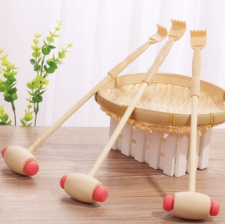 Búa massage lưng bằng gỗ kèm gãi ngứa hình bàn tay, gãi tay, búa Phật, kinh lạc, búa sống L0523