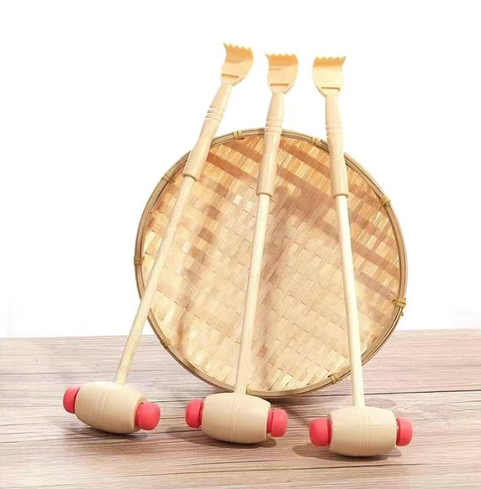 Búa massage lưng bằng gỗ kèm gãi ngứa hình bàn tay, gãi tay, búa Phật, kinh lạc, búa sống L0523