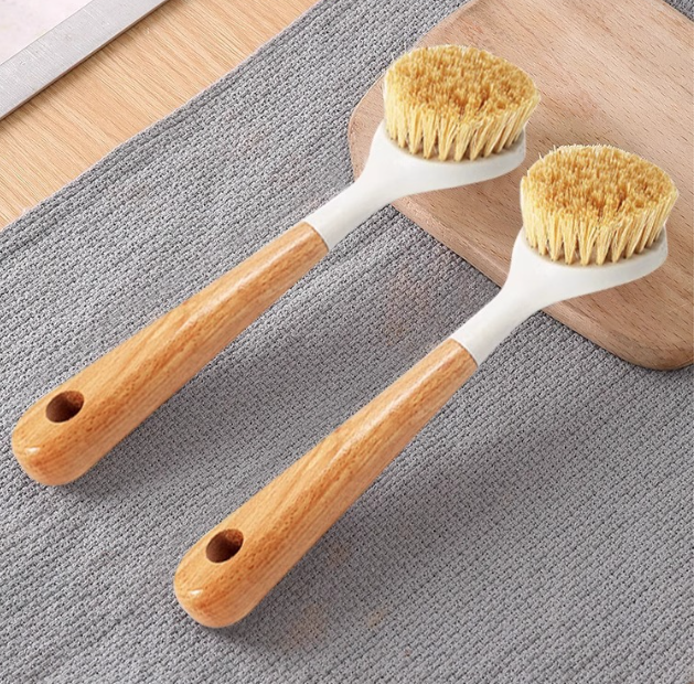 Bàn chải cọ rửa xoong nồi cán gỗ đa năng vệ sinh nhà bếp, cọ rửa nồi rửa bát đĩa L0611