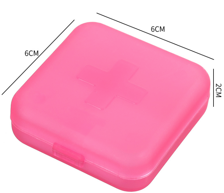 Hộp đựng thuốc 4 ngăn 4 liều bỏ túi  du lịch hình chữ thập bốn ô vuông hộp đựng thuốc mini di động L0731