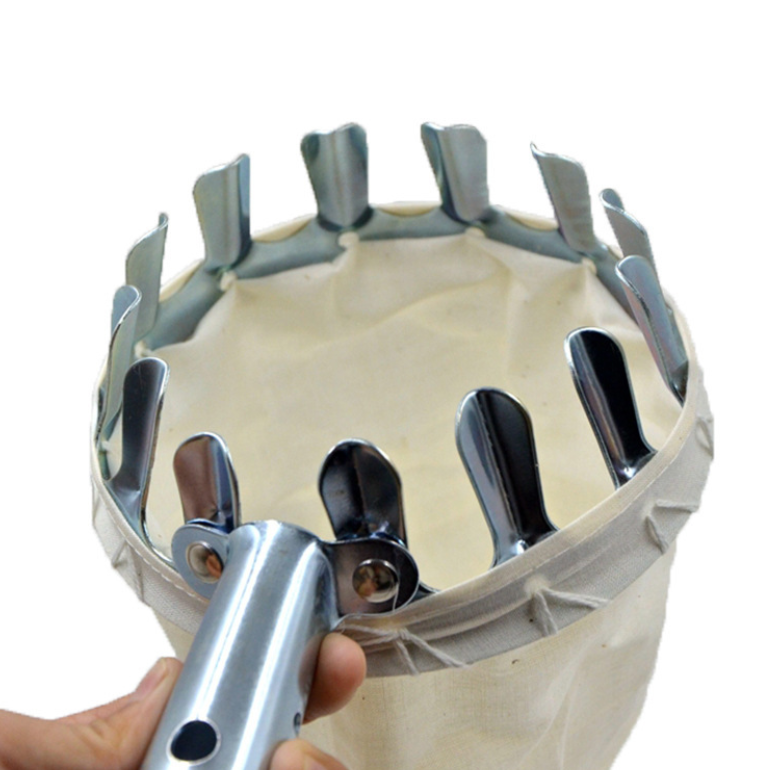 Vợt hái trái cây trên cao bằng thép không gỉ có túi đựng vải hứng không rơi rụng hư hỏng L0751