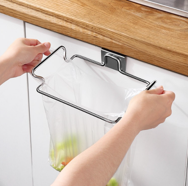 Giá treo túi đựng rác bằng thép không gỉ sáng tạo móc treo đồ phía sau cửa tủ bếp đa năng L0753