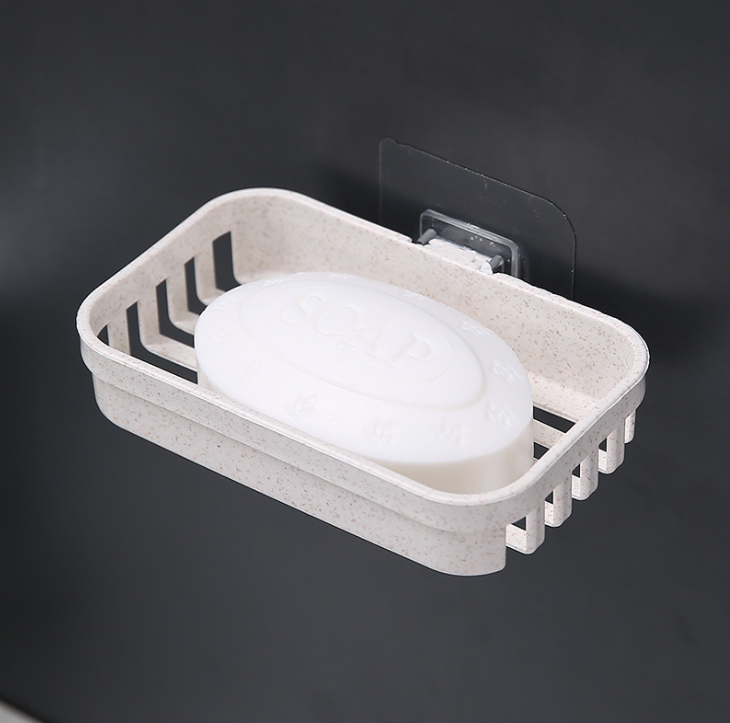 Khay đựng xà phòng nhựa lúa mạch bằng rơm lúa mì, giá đựng xà phòng không đục lỗ  treo tường L0811