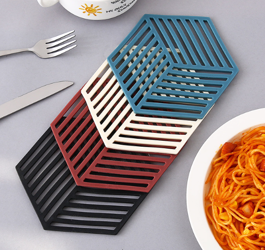Tấm Lót Ly Nồi hình lục giác 14.5cm chịu nhiệt độ cao miếng đệm cách nhiệt silicon chống trượt L0832