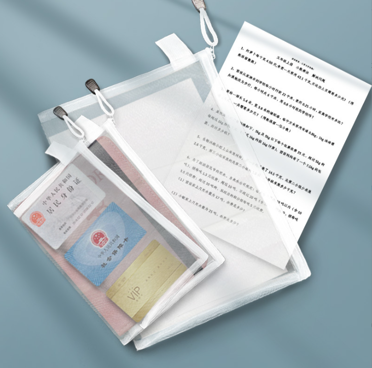 Túi lưới nylon đựng hồ sơ trong suốt có khóa kéo đựng giấy tờ túi đựng hồ sơ đựng văn phòng L0841