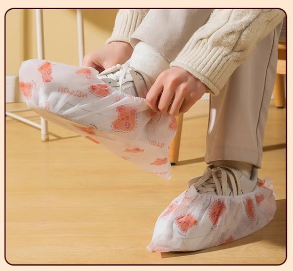 Sét 10 bao bọc giày họa tiết hoa văn chống trượt trong nhà dùng một lần vải không dệt chống bẩn L0933