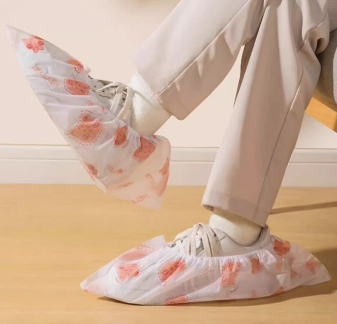 Sét 10 bao bọc giày họa tiết hoa văn chống trượt trong nhà dùng một lần vải không dệt chống bẩn L0933