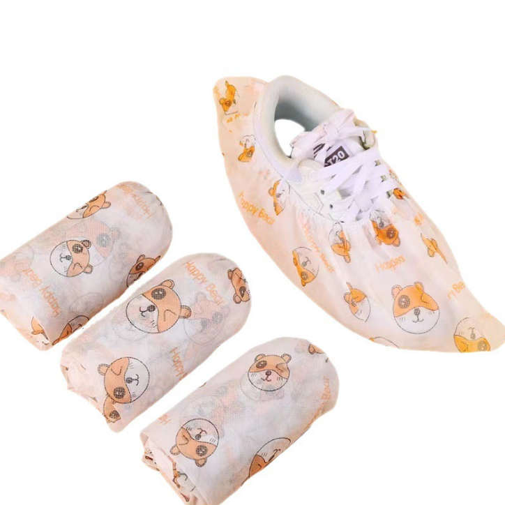 Sét 10 bao bọc giày họa tiết hoa văn chống trượt trong nhà dùng một lần vải không dệt chống bẩn L0933