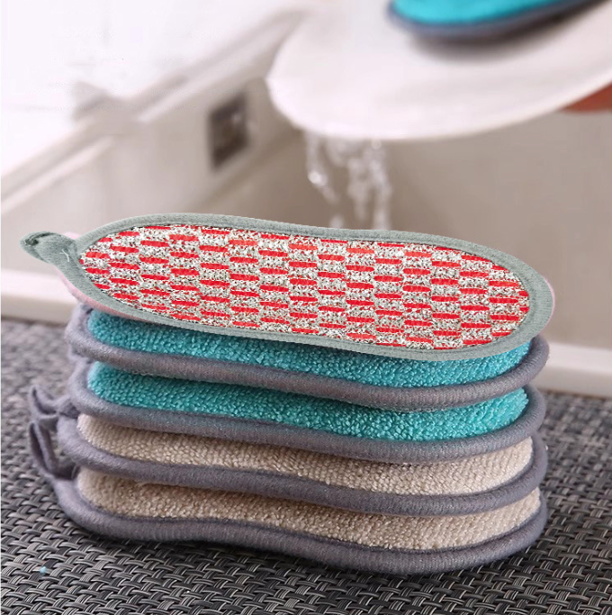 Miếng vải rửa chén bát hai mặt, miếng nhấc nồi đa năng, miếng cọ rửa khử trùng bàn chải nồi A0632