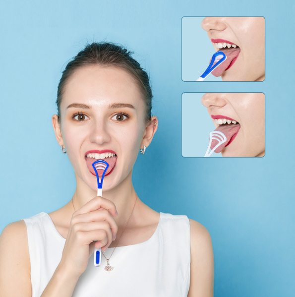 Dụng cụ cạo lưỡi bằng nhựa, bàn chải vệ sinh cạo lưỡi sạch sẽ loại bỏ vi khuẩn tránh hôi miệng A1117