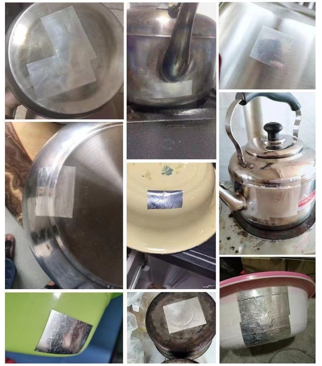 Miếng dán vá xoong nồi chậu inox chịu nhiệt độ cao miếng dán bạc sửa chữa đáy nồi bị lủng lỗ A1118