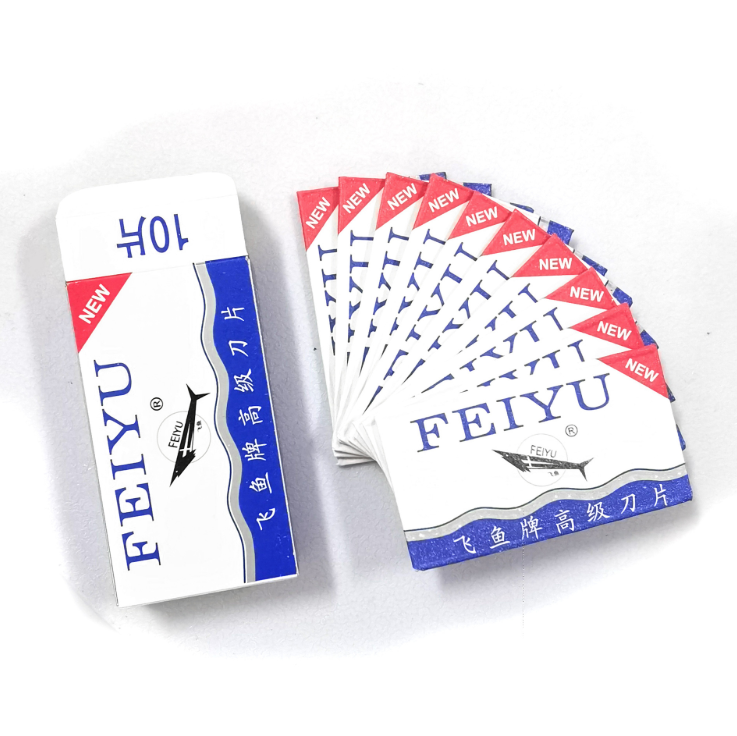 Hộp 10 Dao lưỡi lam hai mặt cạo thủ công cổ điển Lưỡi dao cạo tỉa lông mày dao cạo râu sắc bén A1123