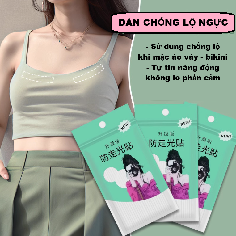 Bịch 36 Miếng dán chống lộ ngực miếng dán chống rò rỉ ở ngực và cổ, miếng dán hai mặt dán dây đeo vai A1125
