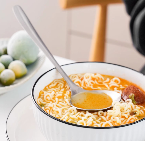 Thìa canh bằng thép không gỉ gia dụng cán dài thìa lẩu đầu to tròn ăn cháo súp A1135